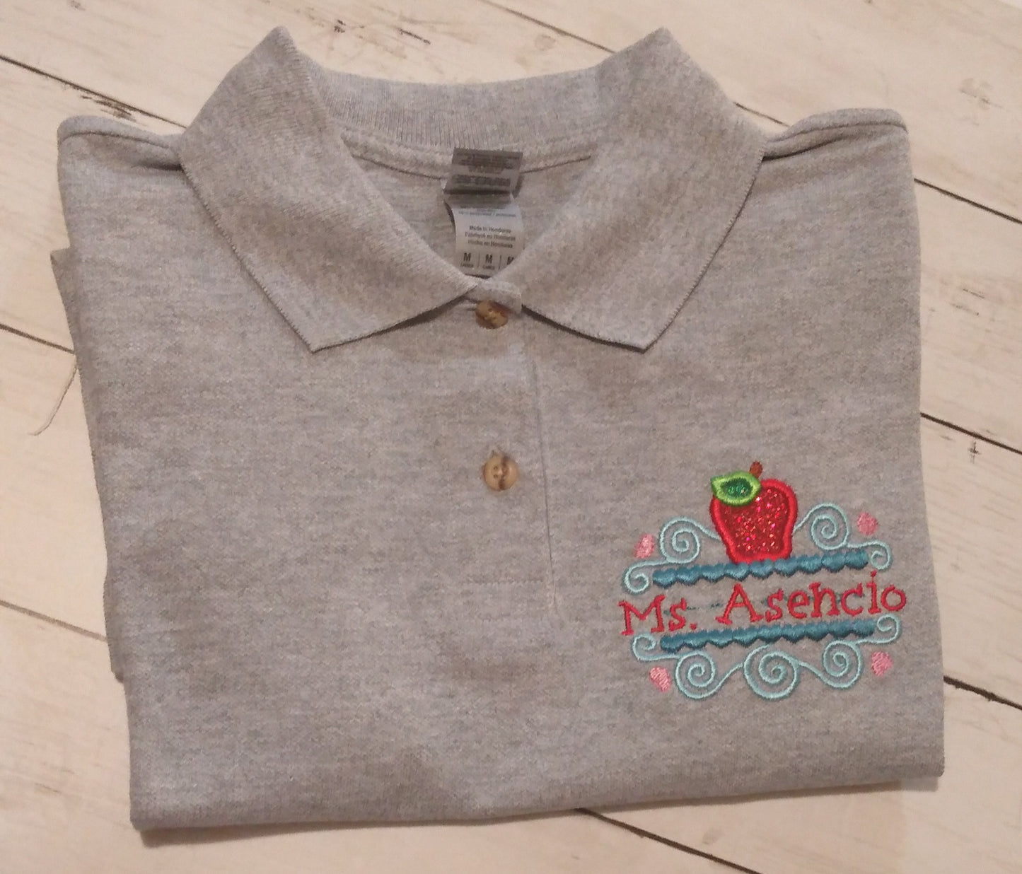 Embroidered Personalized Adult Women's Gray Polo Shirt