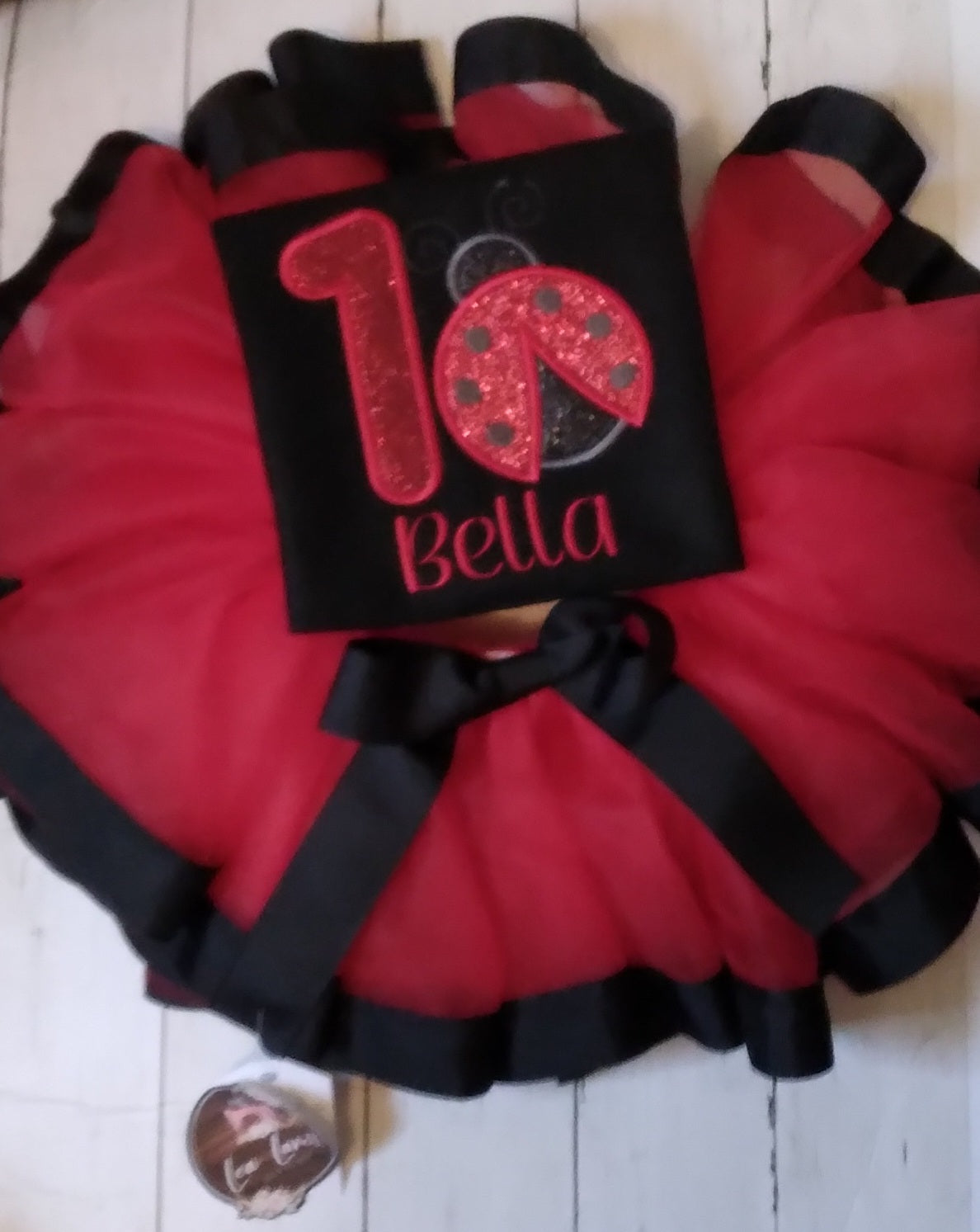 Embroidered Personalized Ladybug Birthday Tutu
