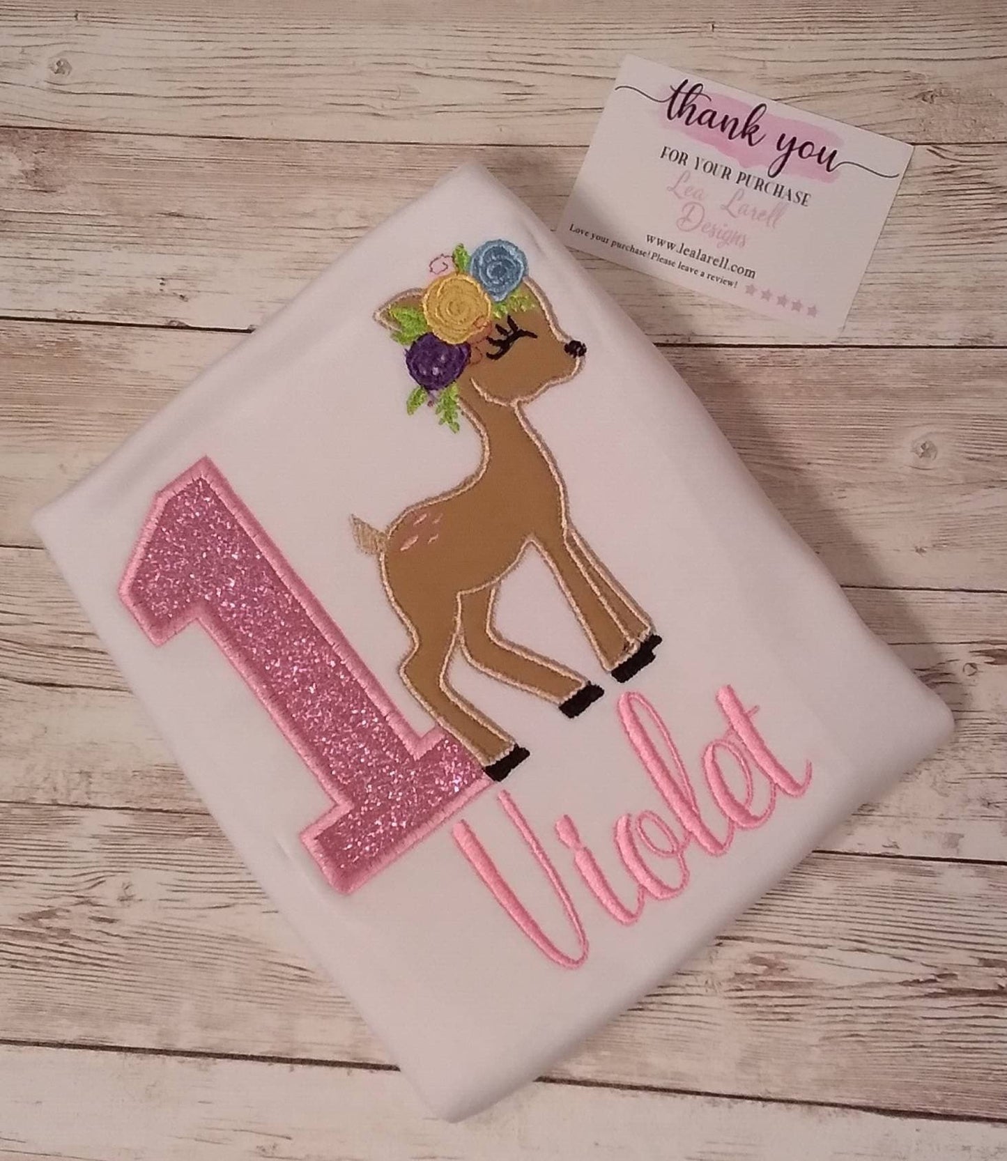 1st Birthday Baby Deer Embroidered Shirt