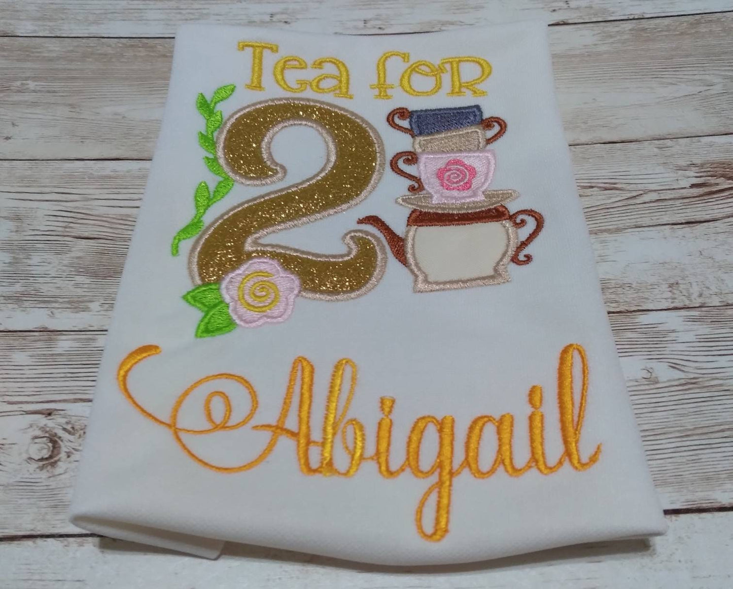 Embroidered "TEA FOR TWO" Birthday Shirt