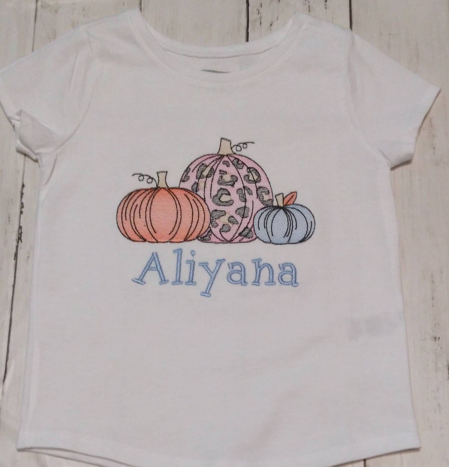 Trio Pumpkin Embroidered Fall Shirt