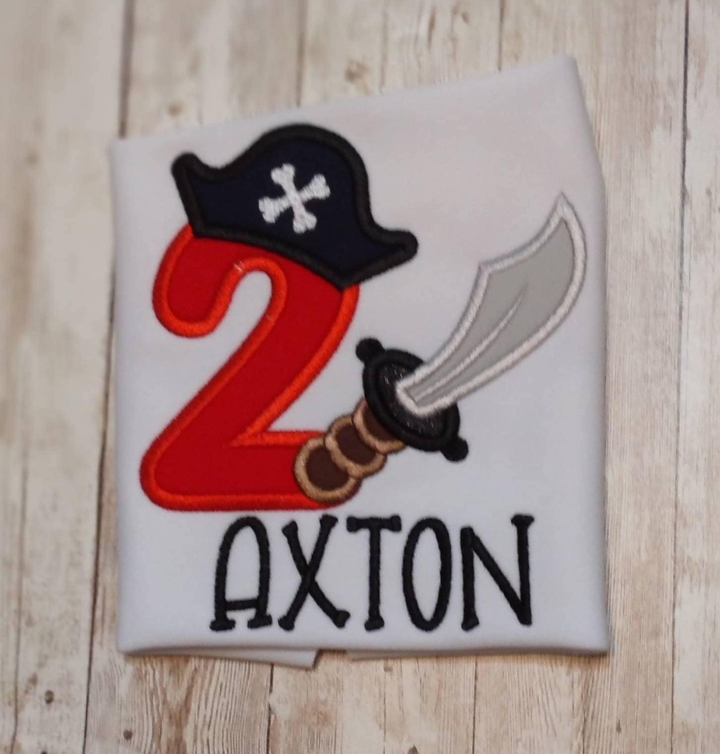 Toddler Embroidered Pirate Sword Birthday Shirt