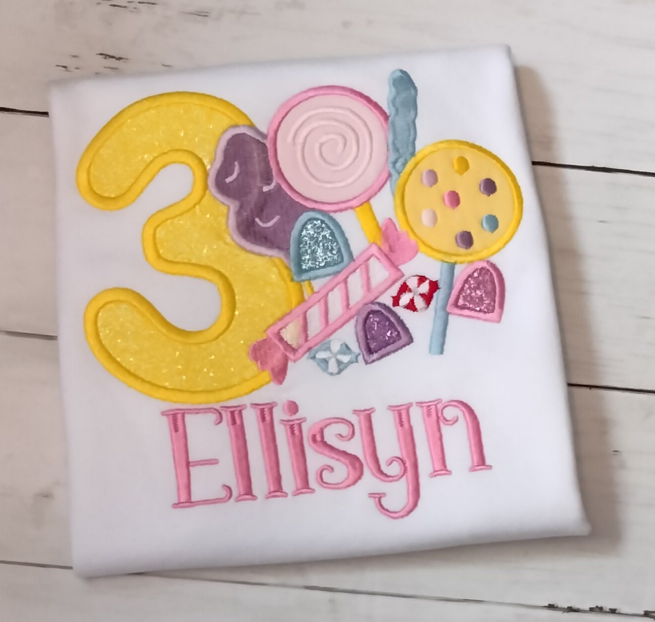 Candy Embroidered Birthday Shirt