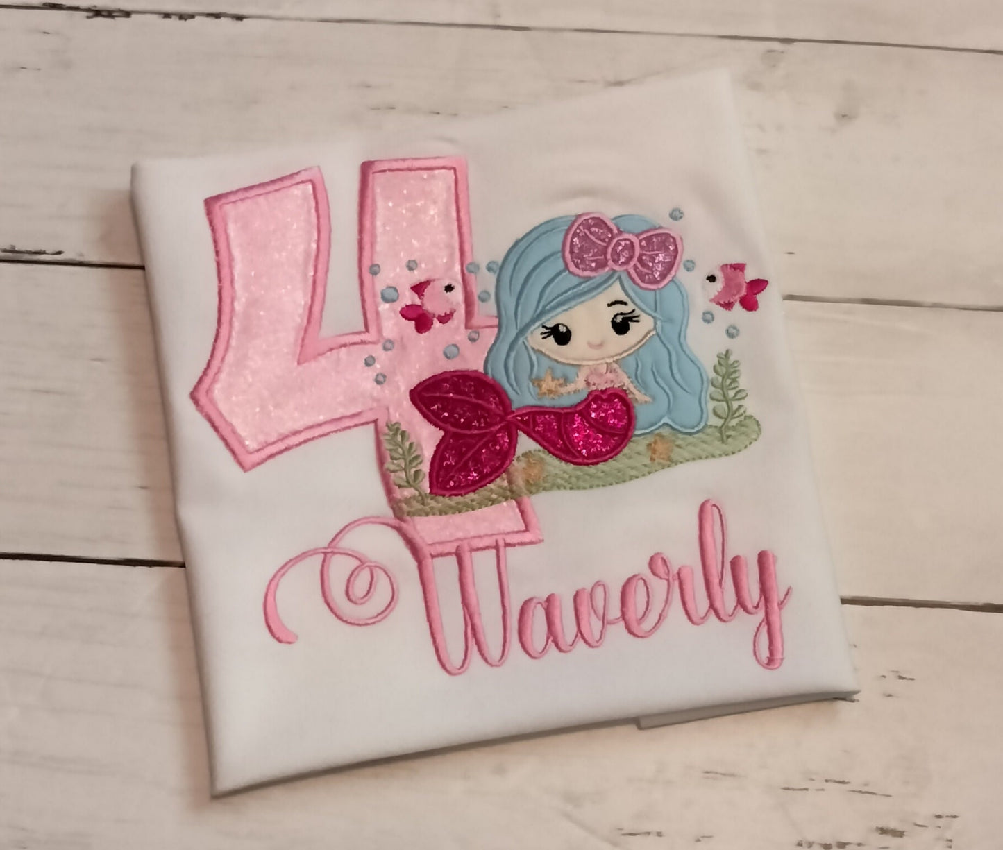 Mermaid Embroidered Birthday Shirt