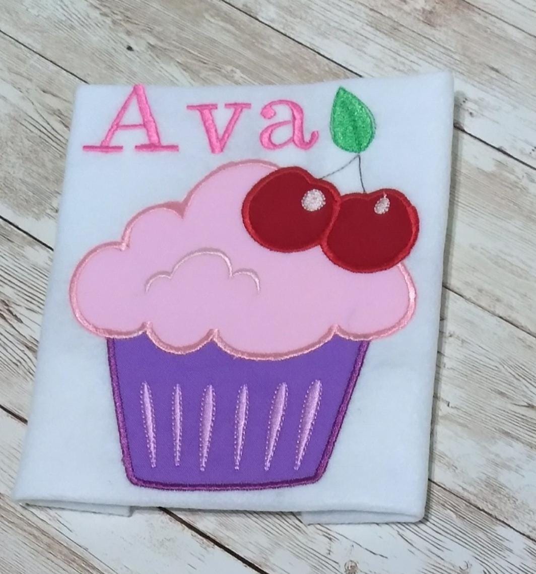Embroidered Cupcake Birthday Shirt
