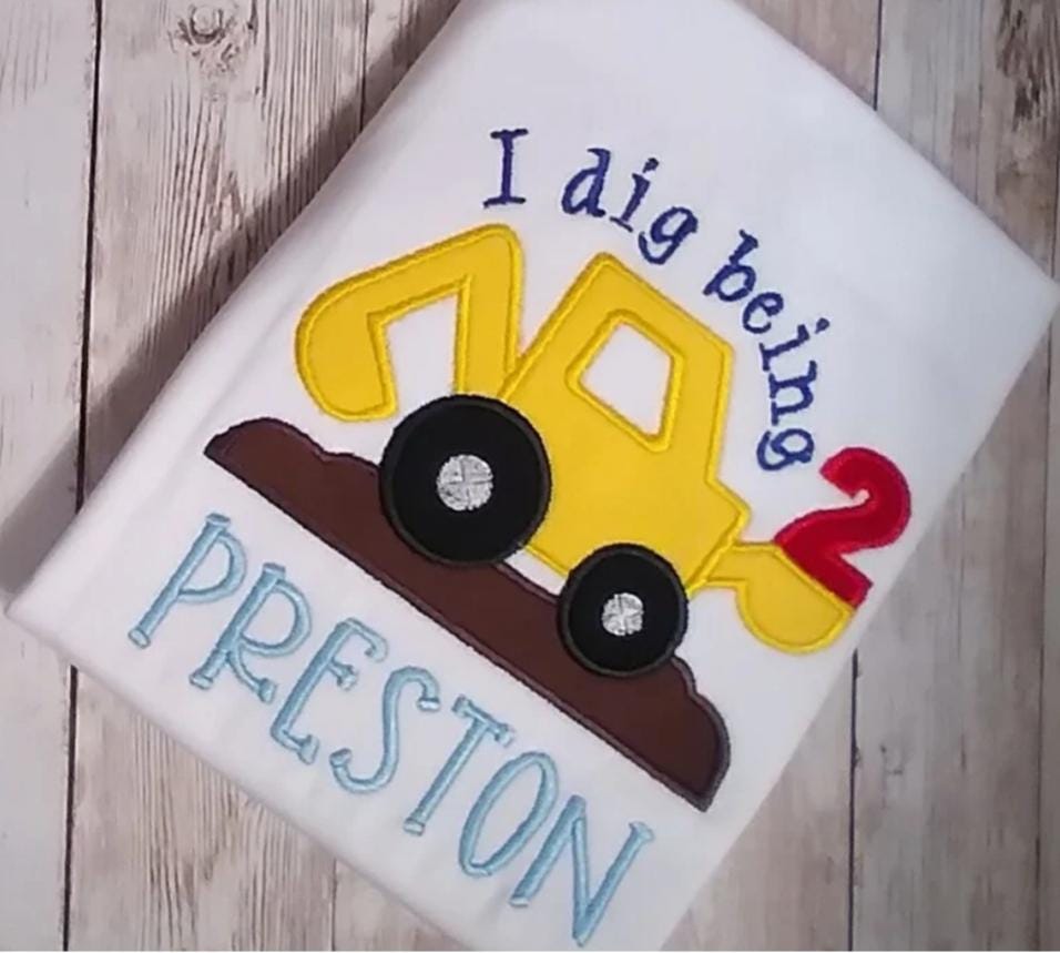 Embroidered Birthday Excavator Shirt