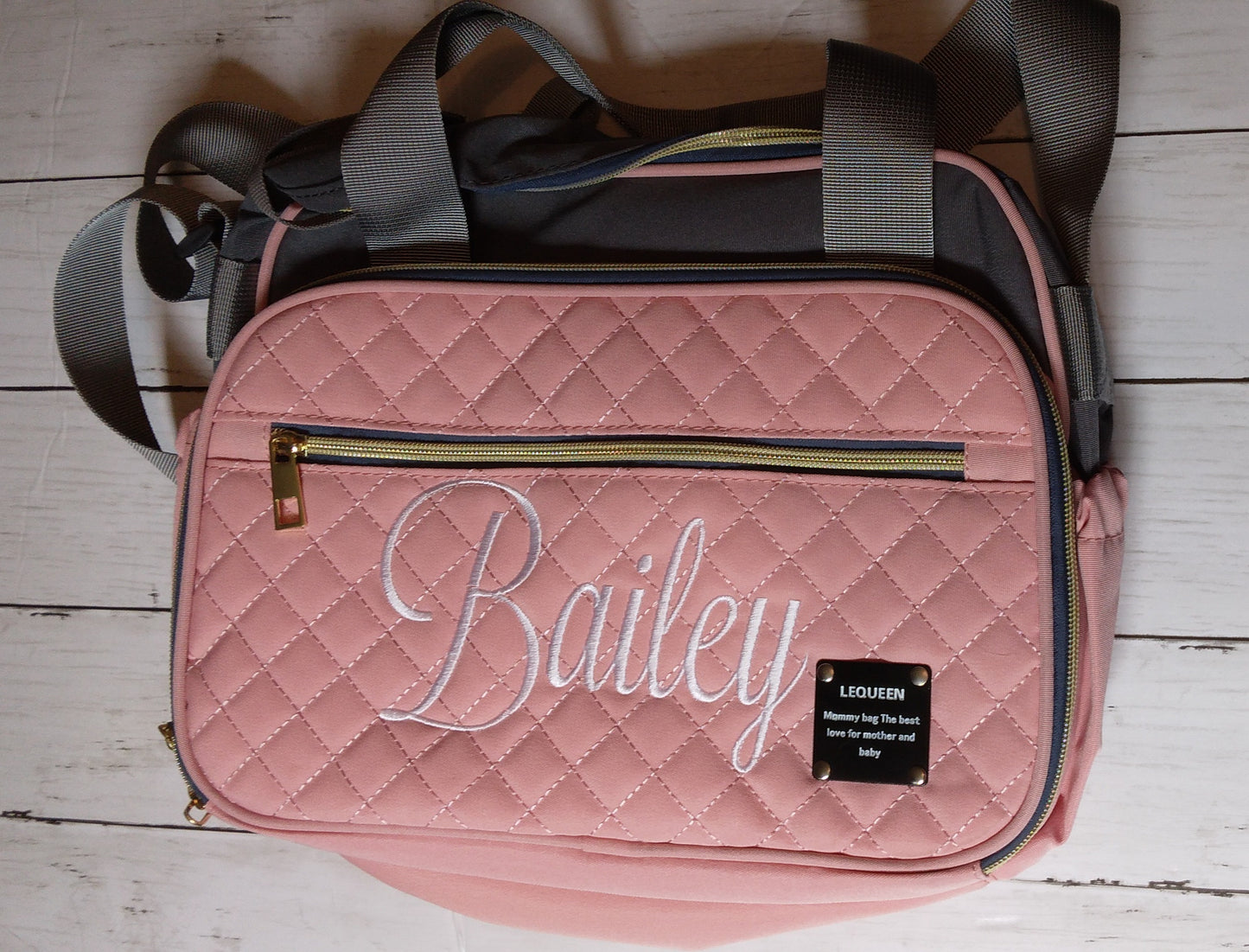 Embroidered Medium Diaper Bag