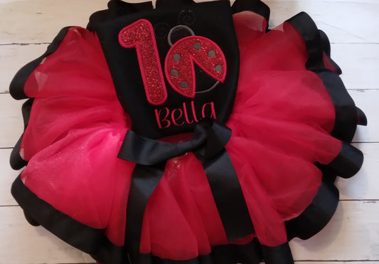 Embroidered Personalized Ladybug Birthday Tutu