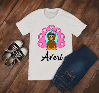 Pink Personalized Thanksgiving T-Shirt
