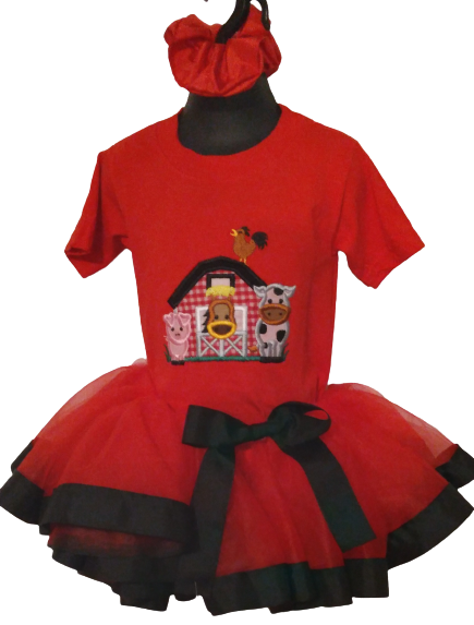 Embroidered Personalized Farm Girl Birthday Tutu Set