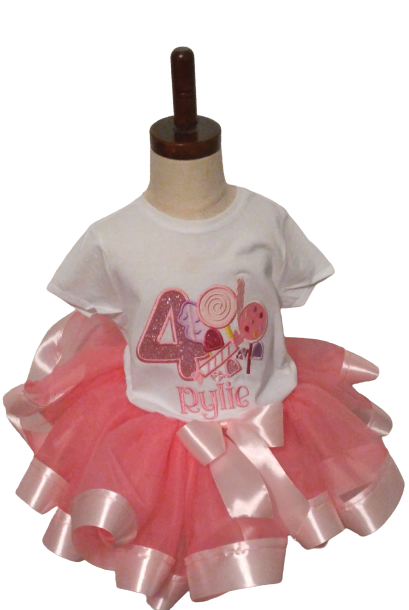 Embroidered Personalized Girl Birthday Tutu Set