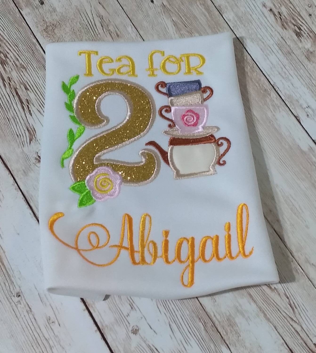 Embroidered "TEA FOR TWO" Birthday Shirt