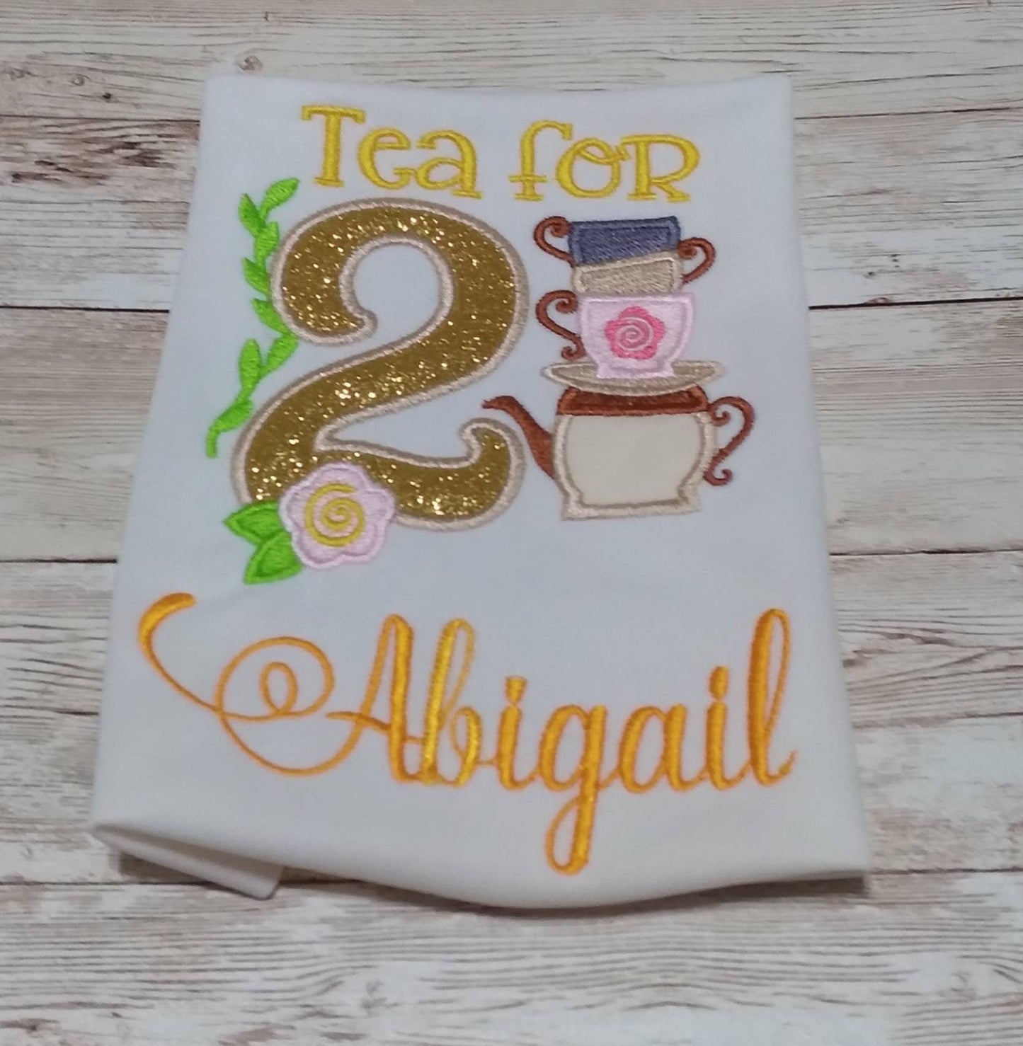 Embroidered "TEA FOR TWO" Birthday Shirt