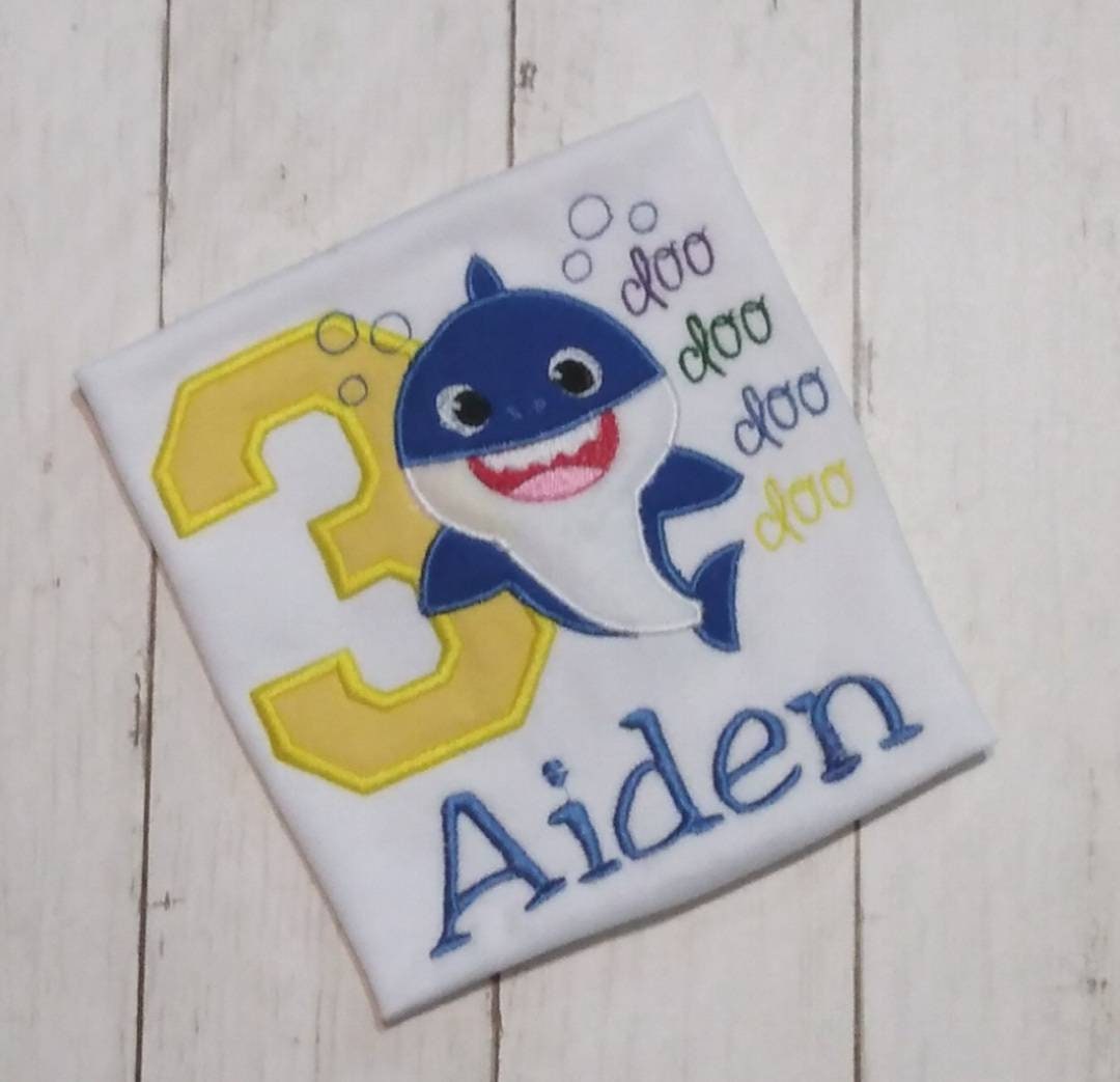 Embroidered Birthday Shark Shirt