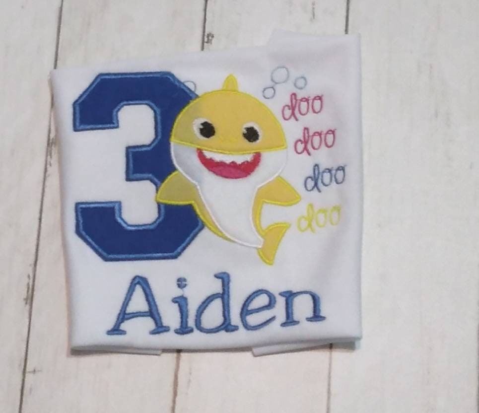 Embroidered Birthday Shark Shirt