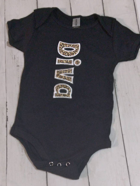 Leopard Diva Customized Embroidered Onesie
