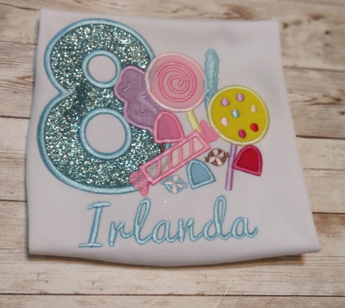 Candy Embroidered Birthday Shirt