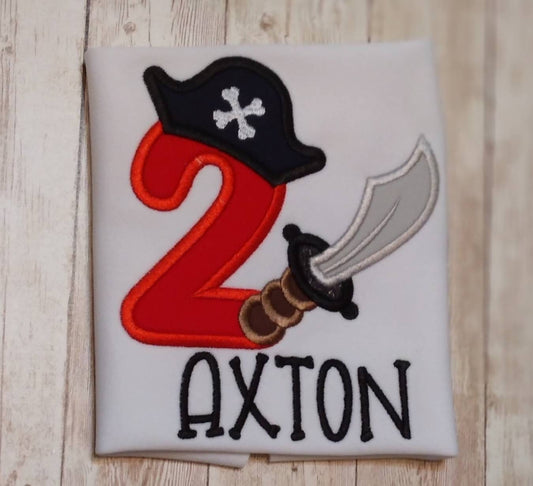 Toddler Embroidered Pirate Sword Birthday Shirt