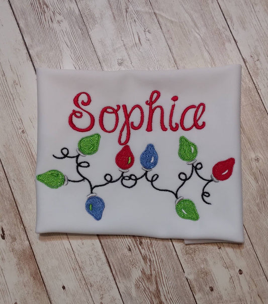 Christmas Lights Embroidered Personalized Shirt