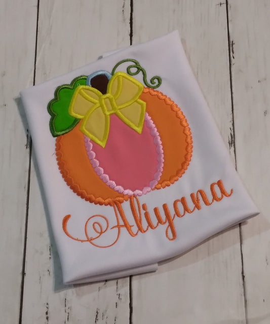 Pumpkin Embroidered Fall Shirt