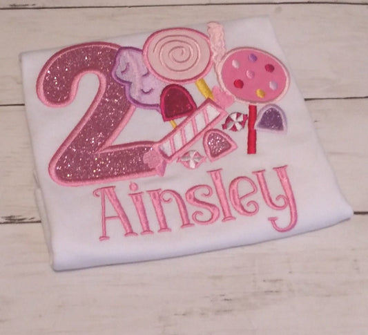 Candy Embroidered Birthday Shirt