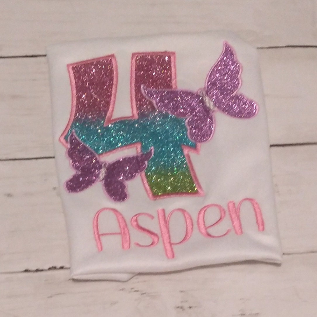 Butterfly Embroidered Birthday Shirt