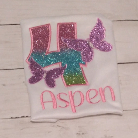Butterfly Embroidered Birthday Shirt