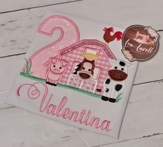 Farmhouse Barn Animals Embroidered Personalized Kid's T-shirt