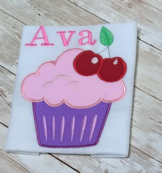 Embroidered Cupcake Birthday Shirt