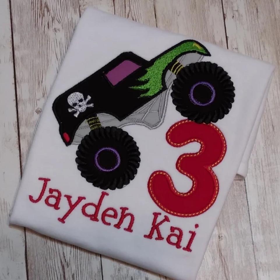 Embroidered Birthday Grave Digger Shirt