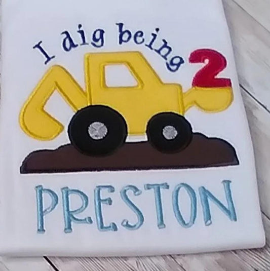 Embroidered Birthday Excavator Shirt