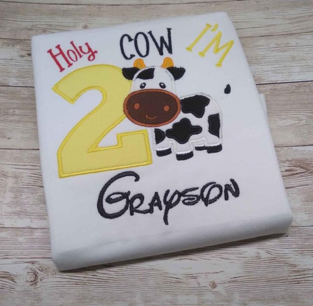 Embroidered Birthday Cow Shirt