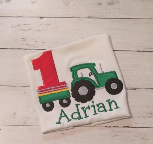 Embroidered Birthday Tractor Shirt